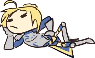 😑 203b7b58 Saber Fate/stay night アニメ, キャラクター, セイバー, Fate Stay Night, ファンアート, 寝そべり telegram sticker