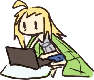 😶 faf47fb2 アニメ, 人, ラップトップ, コンピューター, ブランケット, かわいい telegram sticker