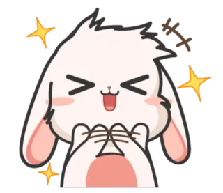 😆 019556b9 kelinci, imut, kartun, senang, berkilau telegram sticker