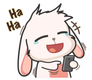 😂 d610182c Ha Ha kelinci, tertawa, haha, menangis, air mata, senang, telepon telegram sticker