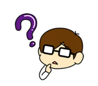 ❓ 54fb8983 question, penser, lunettes, dessin animé, confus telegram sticker