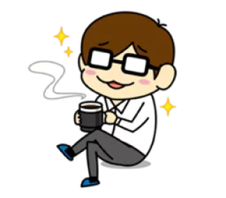 ✨ 7f754968 café, détendu, étincelle, kawaii, mignon, homme, tasse telegram sticker