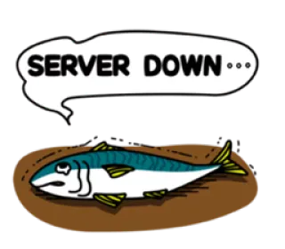 🐟 fdf2d108 SERVER DOWN... poisson, serveur, en panne, internet, erreur telegram sticker