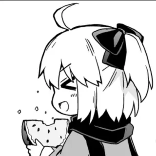 ☺️ 3147ad06 Anime, Manga, Carino, Ragazza, Mangiare, Anguria, Cartone animato, Chibi telegram sticker