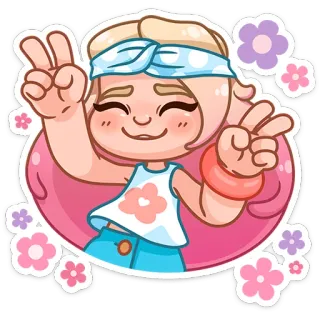 ✌️ a85741be damai, bunga, gadis, hippie, kartun, lucu telegram sticker