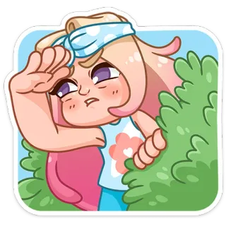 👀 e8411b2d Kartun, Bersembunyi, Melihat, Gadis, Semak-semak telegram sticker