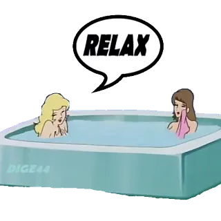 🛁 26d43457 RELAX ผ่อนคลาย, อ่างน้ำร้อน, เพื่อน, การ์ตูน, ฟอง telegram sticker