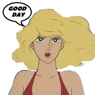 🙃 60fa7b2f GOOD DAY วันดีๆ, ผมบลอนด์, การ์ตูน, ผู้หญิง telegram sticker