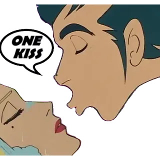 😘 7ce9cc0c ONE KISS จูบ, ความรัก, โรแมนติก, การ์ตูน, อนิเมะ telegram sticker