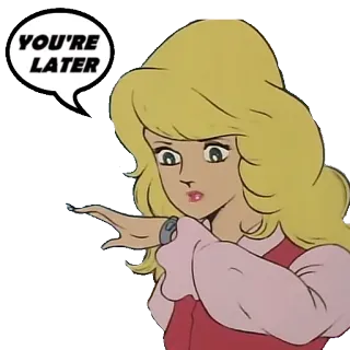 ⌚ 90aef535 YOU'RE LATER แอนิเมชั่น, การ์ตูน, ผมบลอนด์, ผู้หญิง, ดูถูก, ประชดประชัน, หยาบคาย telegram sticker