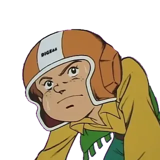 😮 de258fe6 DIGE44 การ์ตูน, หมวกกันน็อก, อนิเมะ, ตัวละคร, วินเทจ telegram sticker