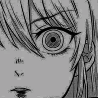 🎵 2cf1ada6 Anime, Manga, Dziewczyna, Zbliżenie, Oko, Czarno-białe whatsapp sticker