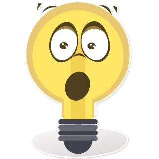 😮 0cc1af6b 電球, 漫画, 絵文字, アイデア, 衝撃, 驚き telegram sticker