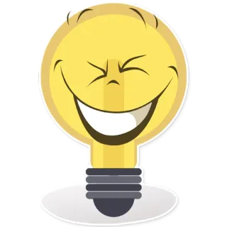 😁 a265d6c4 電球, アイデア, 絵文字, 漫画, スマイリー, 黄色 telegram sticker