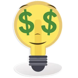 🤑 d624f2f3 電球, ドル記号, お金, アイデア, 通貨, 絵文字 telegram sticker