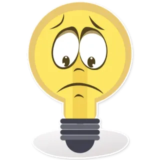 😔 fb8f519d 電球, 悲しい, 漫画, 黄色, 表情 telegram sticker