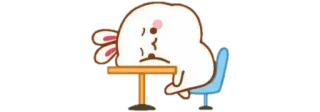 🧸 ca805ed2 lapin, triste, épuisé, mignon, kawaii, dessin animé telegram sticker