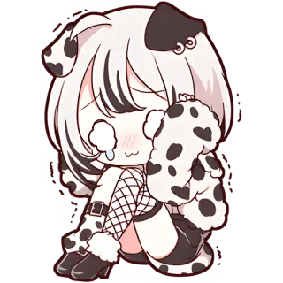 😢 76457814 dálmata, anime, menina, chorando, triste, fofo, kawaii telegram sticker
