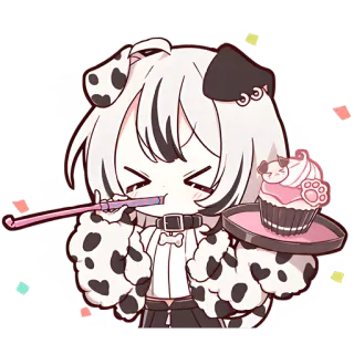 🥳 c9d31b2f cachorro, anime, fofo, kawaii, festa, cupcake telegram sticker