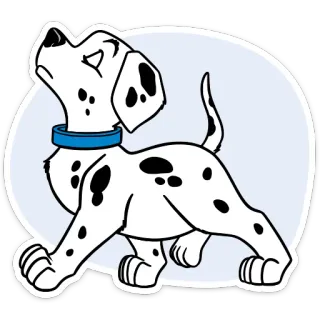 ☹️ 03d10957 kartun, dalmatian, anjing, anak anjing, binatang, putih, hitam, bintik telegram sticker