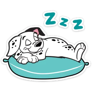 😴 9ead8c79 Zzz dalmatian, anjing, tidur, bantal, kartun, zzz telegram sticker