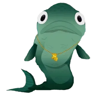 🐠 204aa2b2 ryba, kreskówka, zwierzę, naszyjnik, głupi telegram sticker
