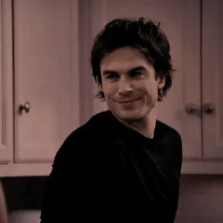 🎭 287f028c Damon Salvatore The Vampire Diaries wampir, serial TV, uśmieszek, mężczyzna, postać, Ian Somerhalder telegram sticker