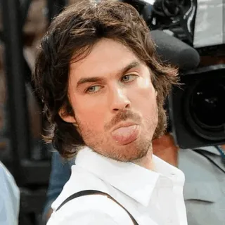 😛 e0b7af53 Ian Somerhalder, aktor, potret, lidah, selebriti, pria, tampan whatsapp sticker