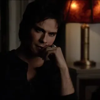 🩸 525c7baf Damon Salvatore The Vampire Diaries Ian Somerhalder, vampir, merenung, acara TV, karakter, tampan, potret whatsapp sticker