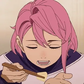 😋 4eb5ab17 动漫, 吃, 食物, 筷子, 粉色头发 telegram sticker