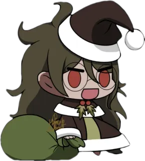 😊 d3b607c1 christmas, santa hat, festive, chibi, holiday, cute, cartoon whatsapp sticker