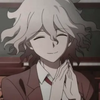🙂 9f496d2f Nagito Komaeda Danganronpa อนิเมะ, ยิ้ม, ผมหยิก, ตัวละคร, Danganronpa telegram sticker
