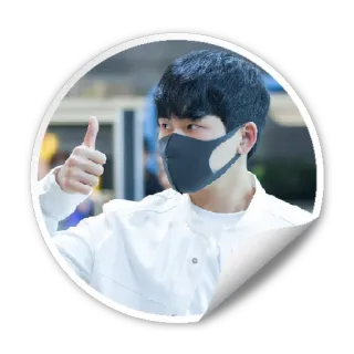 👍 0fa9f8ec pria, jempol ke atas, masker, orang, stiker whatsapp sticker