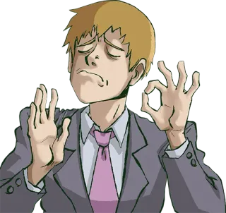 👌 10021c60 Reigen Arataka Mob Psycho 100 Anime, Personnage, Reigen Arataka, Mob Psycho 100, Mème, Signe OK telegram sticker