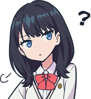 ❓ b8c67462 Anime, Dessin animé, Fille, Personnage, Point d'interrogation, Confus, Expression telegram sticker