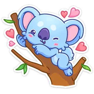 😉 02eaee7a koala, animal, lindo, dibujos animados, corazones, rama, kawaii telegram sticker