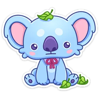 😐 2357ba9f koala, animal, lindo, kawaii, dibujo animado, pegatina telegram sticker