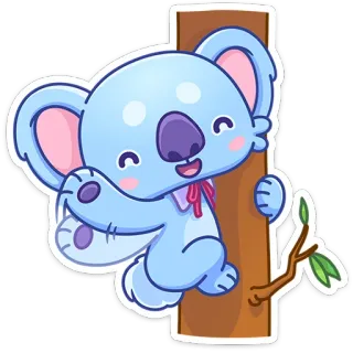 👋 f8e962a1 koala, animal, lindo, dibujos animados, pegatina, árbol telegram sticker