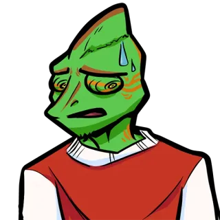 😰 00cf22fe caméléon, sueur, inquiet, nerveux, stressé, personnage, dessin animé telegram sticker