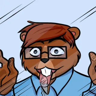 🤓 30ae4597 castor, lunettes, langue, animal, dessin animé, anthropomorphe, personnage telegram sticker
