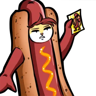 🌭 5e830974 Hot-dog, Nourriture, Dessin animé, Autocollant, Costume telegram sticker