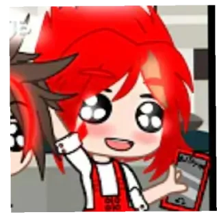 🥳 7febc627 anime, tóc đỏ, vẫy tay, điện thoại, hoạt hình telegram sticker