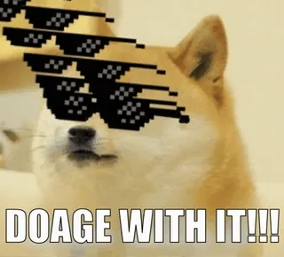 👀 54145b1e DOAGE WITH IT!!! doge, 狗, 梗, deal with it, 太阳镜, 网络迷因, 酷 telegram sticker