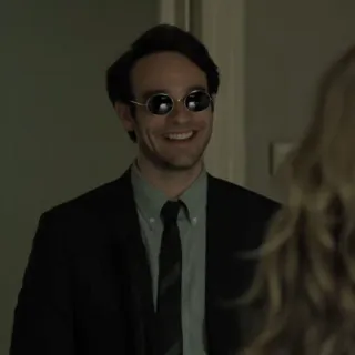 🥊 d6cfeb64 Matt Murdock Daredevil marvel, superhero, buta, pengacara, bahagia telegram sticker