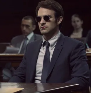 🛐 ebf11420 Matt Murdock Daredevil мужчина, костюм, солнцезащитные очки, адвокат, суд, сорвиголова telegram sticker