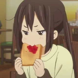 🍞 670a273e Anime, Dziewczyna, Tost, Jedzenie, Słodkie, Kreskówka telegram sticker