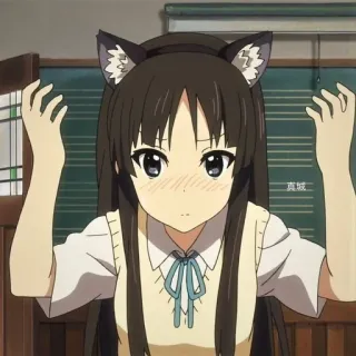 😿 81ed9c59 真城 Anime, Kocie uszy, Manga, Kreskówka, Dziewczyna, Japoński telegram sticker