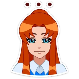 😐 329078eb Anime Mädchen, Cartoon, Portrait, Rote Haare, Misstrauisch telegram sticker
