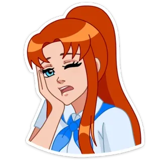 🤦‍♀ 420856eb Cartoon, Mädchen, Anime, Rotes Haar, Ausdruck, Müde telegram sticker