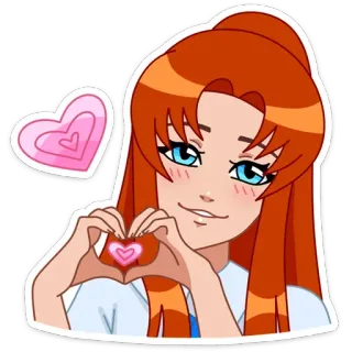 ❤ b5a04053 Cartoon, Herz, Liebe, Mädchen, Frau, rote Haare telegram sticker